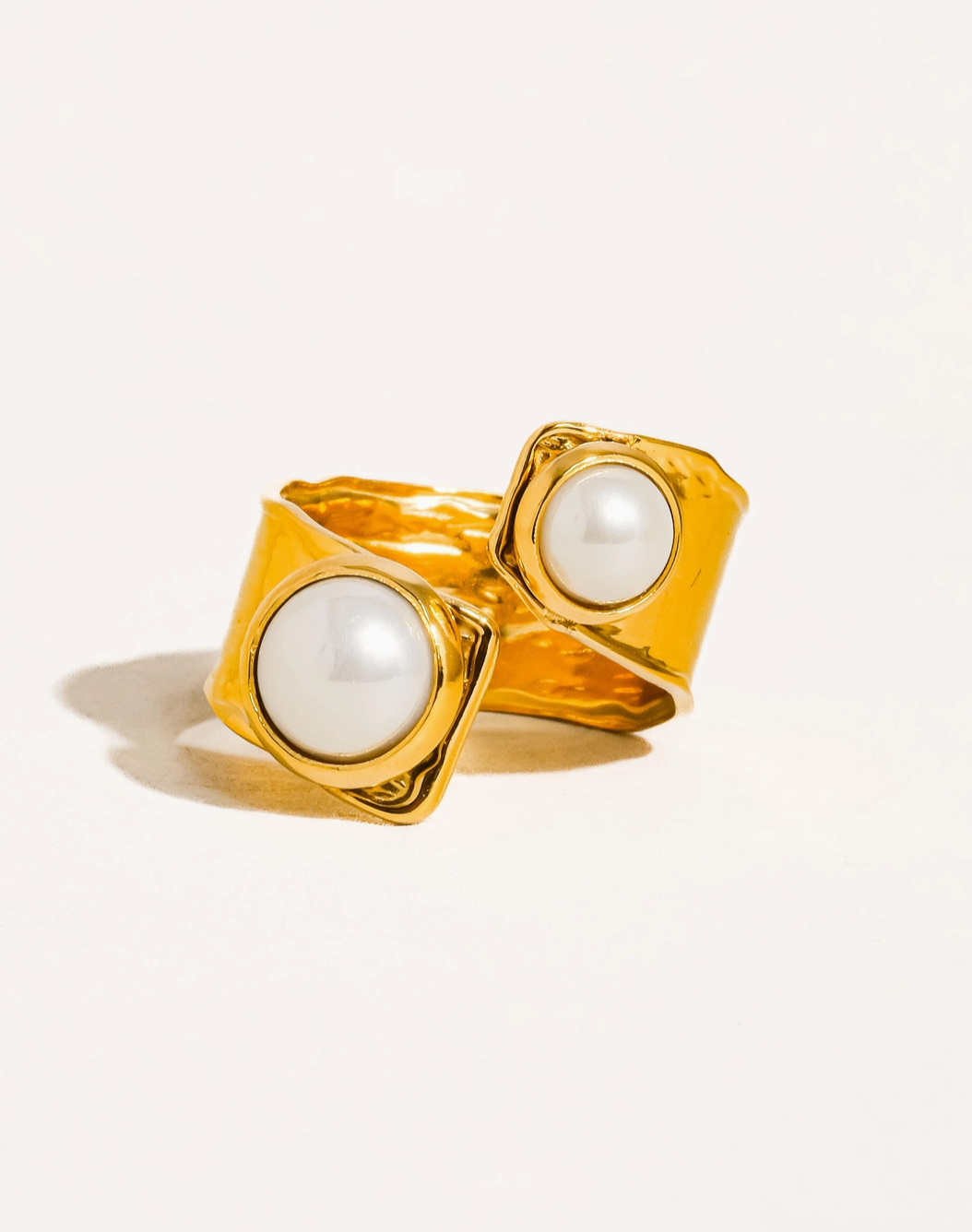 Ellie Pearl Chunky Gold Statement Ring