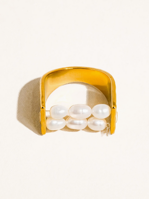 Alexa Pearl Beaded Band Ring