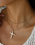 Kenna Pearl Cross Necklace