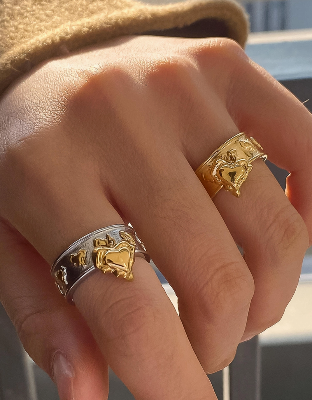 Kayla Gold Heart Dangle Ring