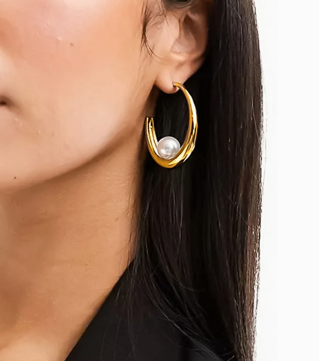 Felicity Pearl Hoop Earrings